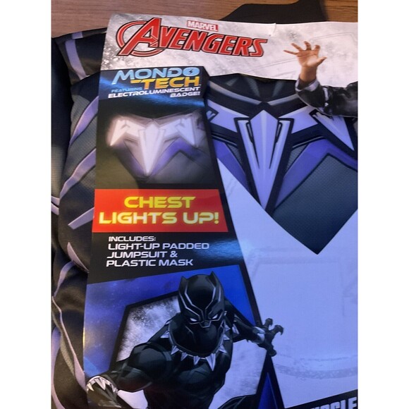 Black Panther Light Up Costume NWT Halloween Parties Dress Up small 4-7 - Picture 2 of 4
